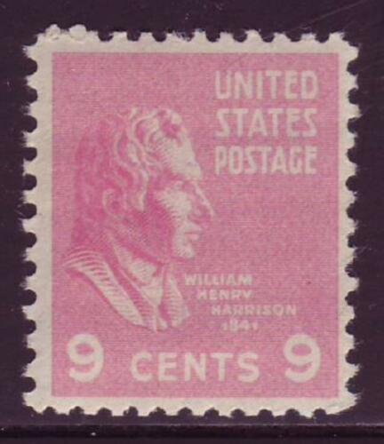 1938 President William H. Harrison Single 9c Postage Stamp -  Scott 814 - MNH,OG