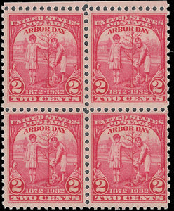 1932 Arbor Day Block of 4 2c Postage Stamps - MNH, OG - Sc# 717