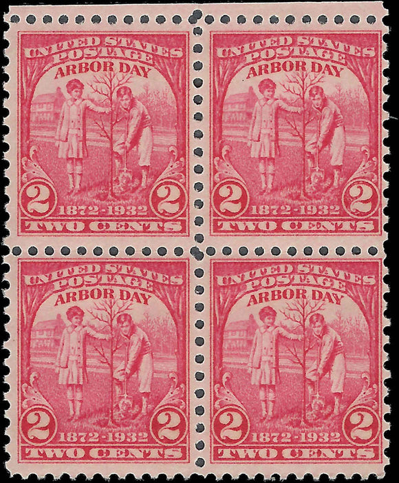 1932 Arbor Day Block of 4 2c Postage Stamps - MNH, OG - Sc# 717