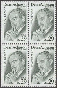 1993 Dean Acheson Block of 4 29c Postage Stamps - MNH, OG - Sc# 2755