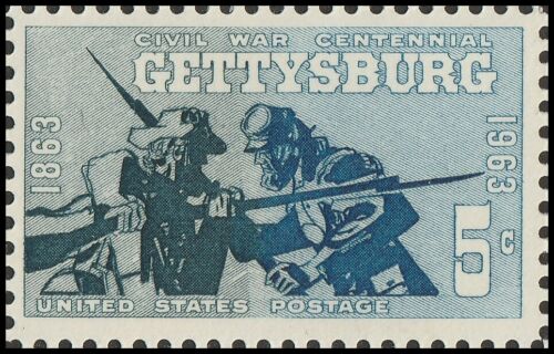 1961-65 Civil War Gettysburg Single 5c Postage Stamp - MNH, OG - Scott 1180`- CX218b