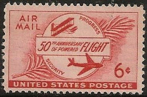 1953 Powered Flight Airplanes Single 6c Postage Stamp - Sc# C47 - MNH - (CW381)
