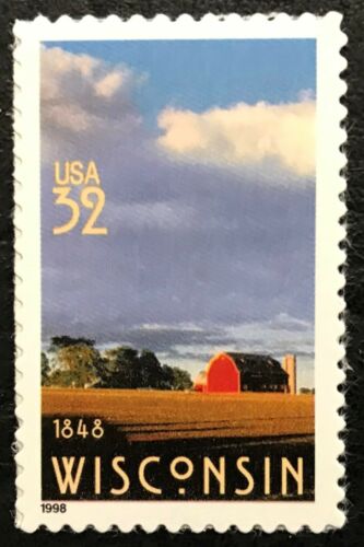 1998 Wisconsin Statehood Single 32c Postage Stamp Scott 3206 - MNH - DM148a