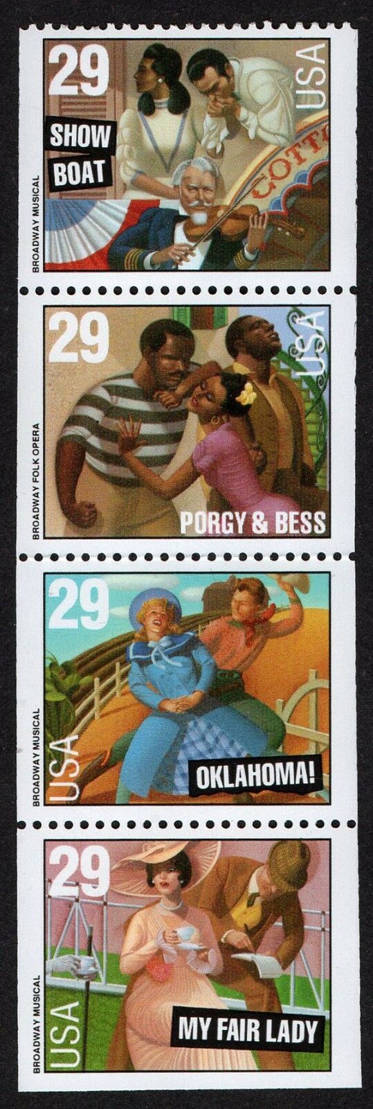 1993 Broadway Musicals Booklet Pane Of 4 29c Postage Stamps - Sc# 2767-2770 - MNH, OG - CX536