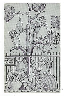 1943 USA WW2 Cartoon Pro-Victory Postcard - (OO52)