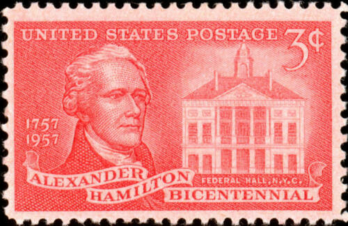 1957 Alexander Hamilton Single 3c Stamps - MNH, OG - Scott#1086 - CX900b