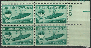 1957 International Naval Review Plate Block of 4 Postage Stamps - MNH, OG - Sc# 1091
