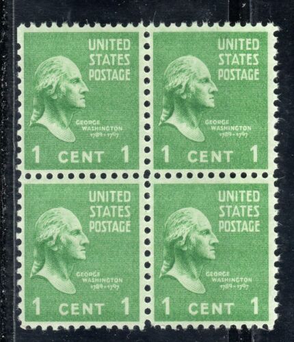 1938 George Washington Block of 4 1c  Postage Stamps -  Sc# 804 -  MNH,OG