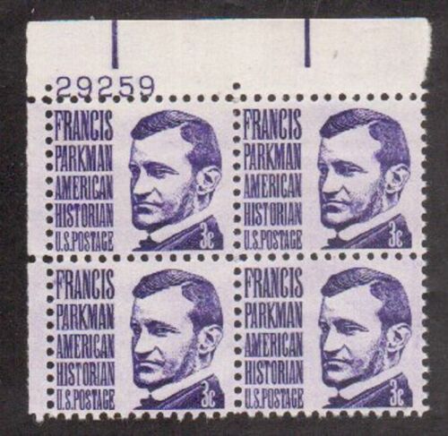 1967 Francis Parkman American Historian Plate Block of 4 3c Postage Stamps - MNH, OG - Scott 1281