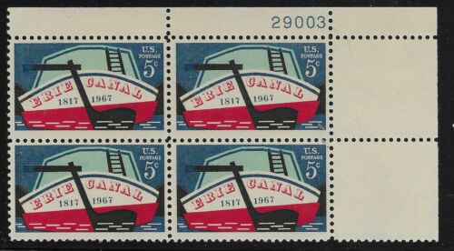 1967 Erie Canal Plate Block of 4 5c Postage Stamps - MNH, OG - Scott 1325
