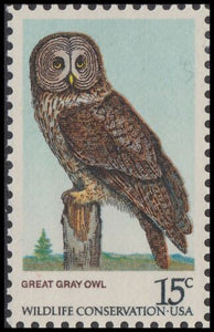 1978 Great Grey Owl Single 15c Postage Stamp -Sc# 1760 - MNH, OG - CQ53c