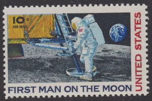 1969 USA Moon Landing Airmail Single 10c Postage Stamp - MNH, OG - Sc# C76 - CW392d