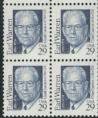 1986 Earl Warren Chief Justice Block Of 4 Scott# 2184 - MNH, OG - CW294