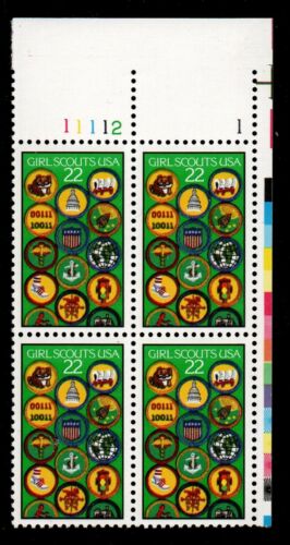 1987 Girl Scouts Plate Block Of 4 22c Postage Stamps - Sc 2251 - MNH, OG - CX868a