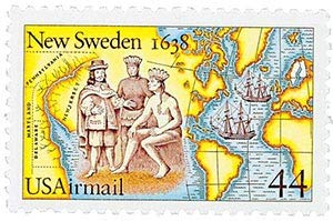 1988  Settling of New Sweden Single 44c  Airmail Postage Stamp  - Sc# C117 -  MNH,OG