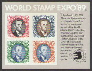 1989 World Stamps Expo 89 USA Sheet Of 4 90c Postage Stamps - Sc# 2433 - MNH, OG - CW276