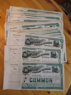 One 1889 Chicago & Eastern Illinois Railroad Stock Certificate - Read (FA101)