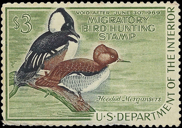 VEGAS - 1968 - ScottRW35 Federal Duck Stamp, MNH -Light Gum Disturbance - Read