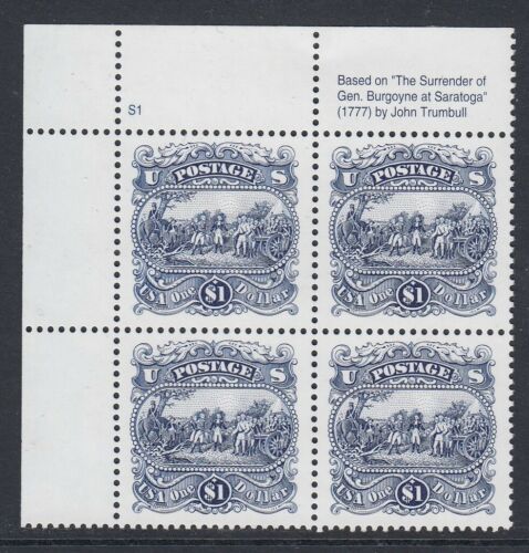 1994 Revolutionary War Surrender At Saratoga Plate Block Of 4 $1 Postage Stamps Scott 2590 - MNH - DM121a