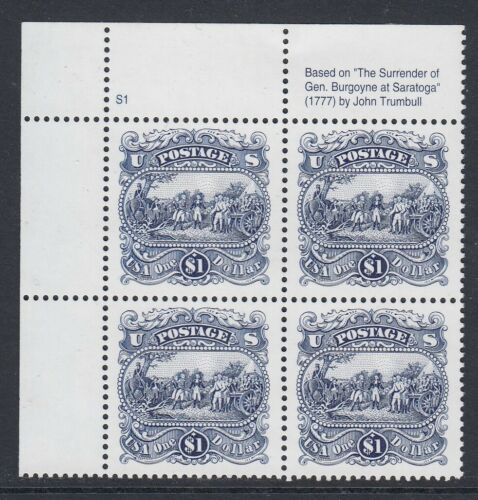 1994 Revolutionary War Surrender At Saratoga Plate Block Of 4 $1 Postage Stamps - Sc 2590 - MNH - DM121a
