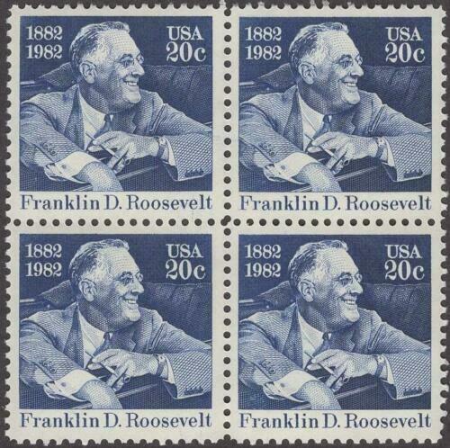 1982 Franklin D Roosevelt Block of 4 20c Postage Stamps - Scott1950 - MNH, OG - Scott# 1950 - DS193a