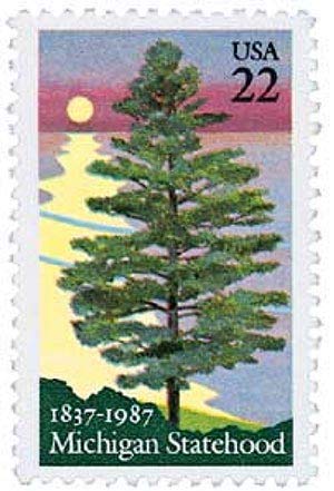 1987 Michigan Statehood Single 22c Postage Stamp   - Scott 2246 -  MNH,OG