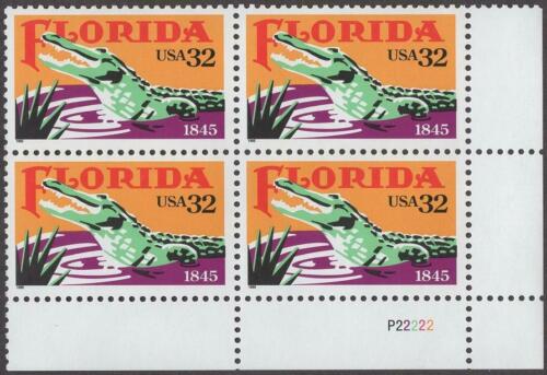 1995 Florida Statehood Plate Block of 4 32c Postage Stamps - MNH, OG - Scott 2950