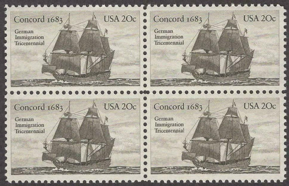 1983 Concord 1683 Block Of 4 20c Postage Stamps - Sc# 2040 - MNH - CW484b