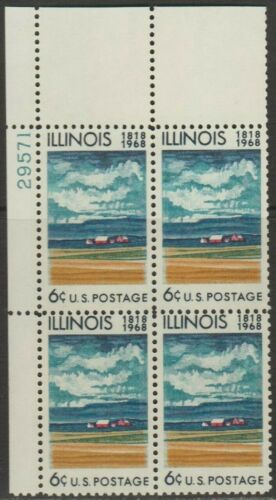 1968 Illinois Statehood Plate Block Of 4 6c Postage Stamps - MNH, OG - Scott 1339 - CX296