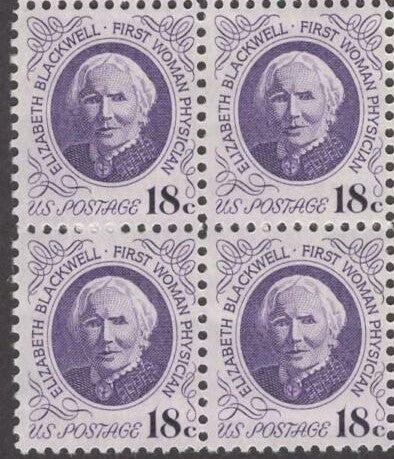 1974 Elizabeth Blackwell Block Of 4 18c Postage Stamps - Sc# 1399 - MNH - CV37d