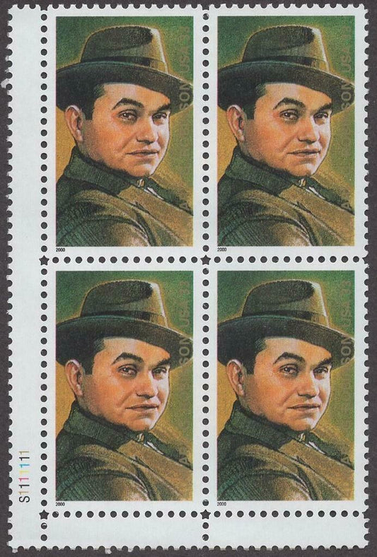 2000 Edward G. Robinson Plate Block Of 4 33c Postage Stamps - Scott - 3446 - MNH, OG - CX695