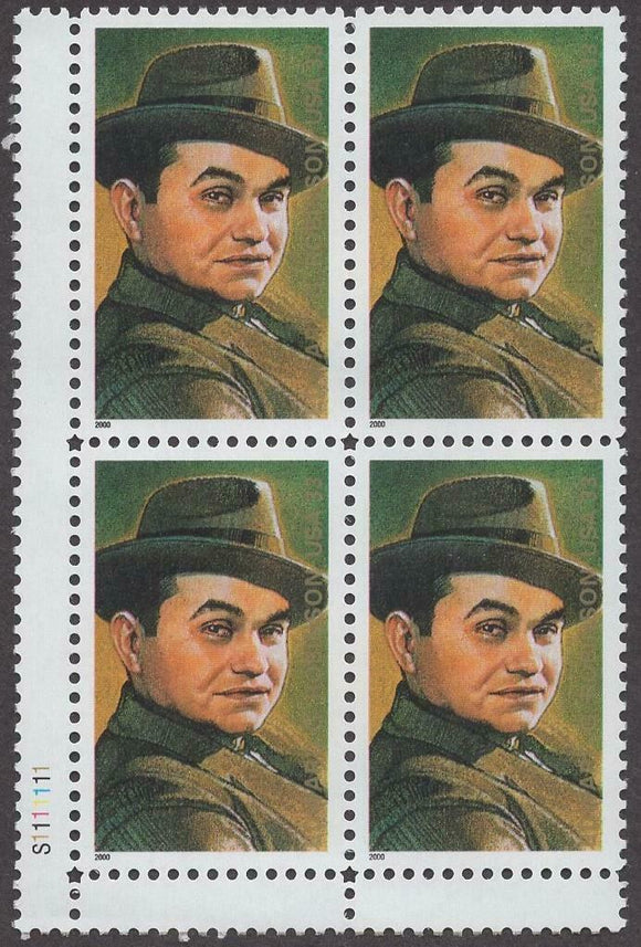 2000 Edward G. Robinson Plate Block Of 4 33c Postage Stamps - Sc# - 3446 - MNH, OG - CX695