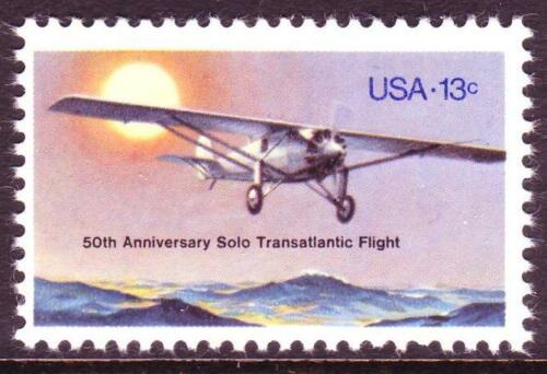 1977 Charles Lindbergh Solo Transatlantic Flight Single 13c Postage Stamp - MNH, OG - Sc# 1710