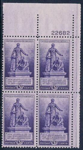 1940 Lincoln Emancipation Amendment Plate Block of 4 3c Postage Stamps - MNH, OG - Sc# 902