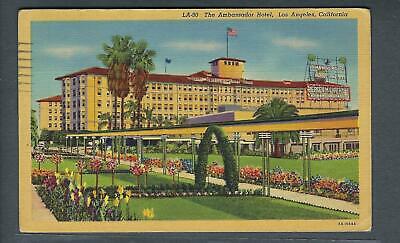 VEGAS - Posted 1944 Los Angeles Ambassador Hotel Charley McCarty Postcard FK178