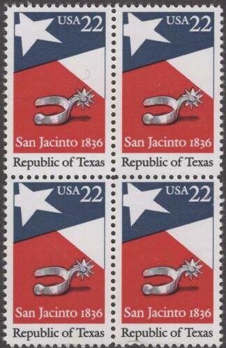 1986 San Jacinto, Texas Block Of 4 22c Postage Stamps Scott 2204 - MNH, OG - CX878