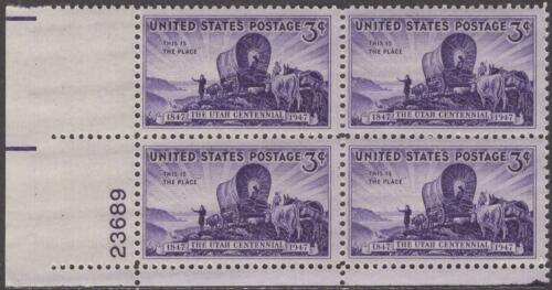 1947 Utah Centennial Plate Block Of 4 3c Postage Stamps Scott 950 - MNH - (CT48a)