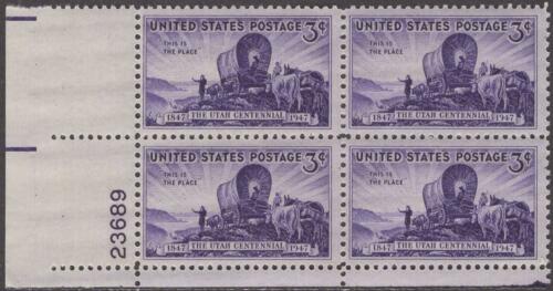 1947 Utah Centennial Plate Block Of 4 3c Postage Stamps - Sc 950 - MNH - (CT48a)