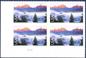 2009 Grand Teton Plate Block of 4 Postage Stamps - MNH, OG - Sc# C147