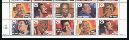 1994 Jazz & Blues Singers Strip Of 10 As Shown Or In Different Order - Scott 2854-2861a - MNH, OG - CW233b
