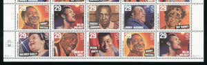 1994 Jazz & Blues Singers Strip Of 10 As Shown Or In Different Order - Sc# 2854-2861a - MNH, OG - CW233b