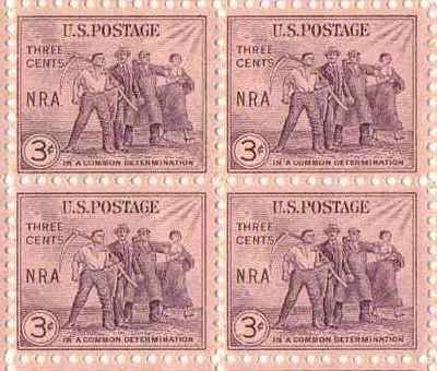 1933 National Recovery Act Block of 4 3c Postage Stamps  -Scott732 - MNH,OG