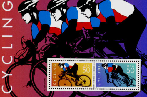 1996 Bicycling Cycling Sheet 0f 2 50c Postage Stamps Scott # 3119 - MNH - (CW56)