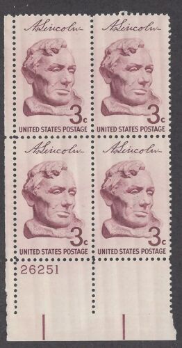1958-59 - Abraham Lincoln Plate Block of 4 3c Postage Stamps - Scott -1114 - MNH, OG - CX672