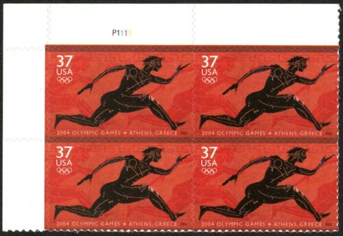 2004 Olympics Plate Block of 4 37c Postage Stamps - Scott - 3863 - MNH, OG - CX743