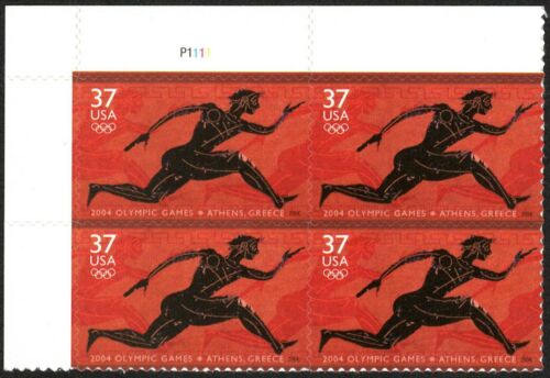 2004 Olympics Plate Block of 4 37c Postage Stamps - Sc# - 3863 - MNH, OG - CX743