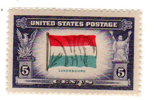 1943 Flag of Luxembourg Single 5c Postage Stamp  - Sc#912 -  MNH,OG