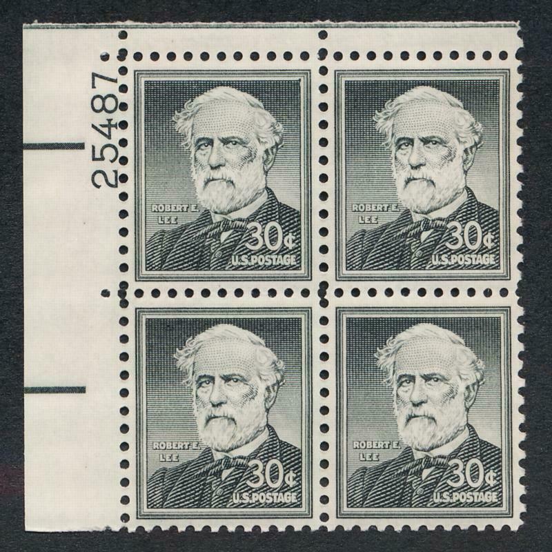 1954-68 Robert E. Lee Plate Block Of 4 30c Postage Stamps - Scott 1049 - MNH, OG - CX575