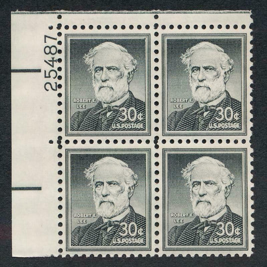 1954-68 Robert E. Lee Plate Block Of 4 30c Postage Stamps - Scott 1049 - MNH, OG - CX575