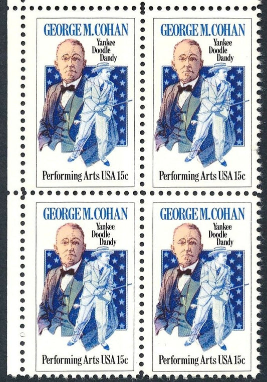 1978 George M. Cohan Block Of 4 15c Postage Stamps - Scott 1756 - MNH, OG - CT76b